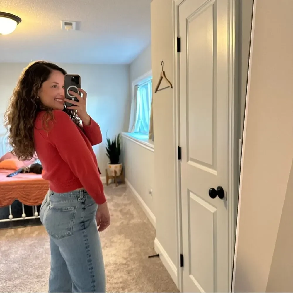 THE GREAT. Pink Tan Cotton Tiny Cardigan Sweater 1 Small - Picture 4 of 13